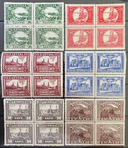 Latvia, Latvija, Sc B34-B39 perf.; Mi 138A-143A MH/* block of four - Picture 1 of 2