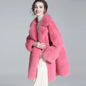 Luxury 100% Mink Fur Coat Women's Winter 2023 Medium Length Mink Fur Warm Coats - Picture 1 of 19