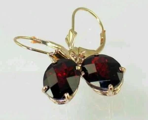 14K Gold Leverback Earrings, Mozambique Garnet, E107 - Picture 1 of 5