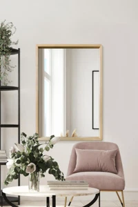 Extra Large Oak Rounded Corner Wall Mirror - 39" x 27.5" 100x70cm MirrorOutlet - Picture 1 of 9