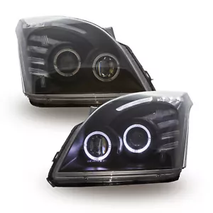 headlights for TOYOTA LAND CRUISER 120 2003 2004 2005-2009 angel eyes black LHD - Picture 1 of 10