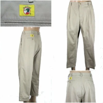 Calça Chinos Vintage DUCK HEAD 41 x 26,5 Cáqui Plissada Frente Reta Excelente Estado Usado - Imagem 1 de 4