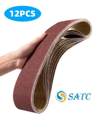 SATC 12PCS 4 x36 inch Sanding Belts 60 80 120 150 240 400 Grit Belt Sander Sandpaper