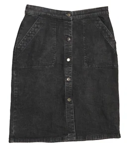 Banana Republic Button-Up Black Denim Jean Skirt Women's Size 0 - Picture 1 of 4