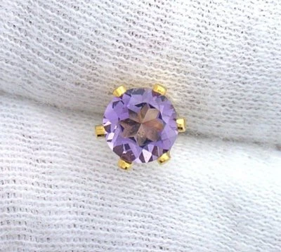Piedra preciosa de amatista natural brillante redonda de 6 mm chapada en oro corbata ESTT161 Foto 1 de 2