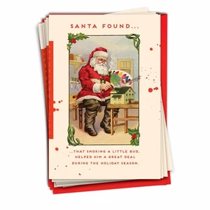 - 12 Funny Merry Christmas Cards (1 Design, 12 Cards) - Humor Notecard Set fo... - Picture 1 of 8