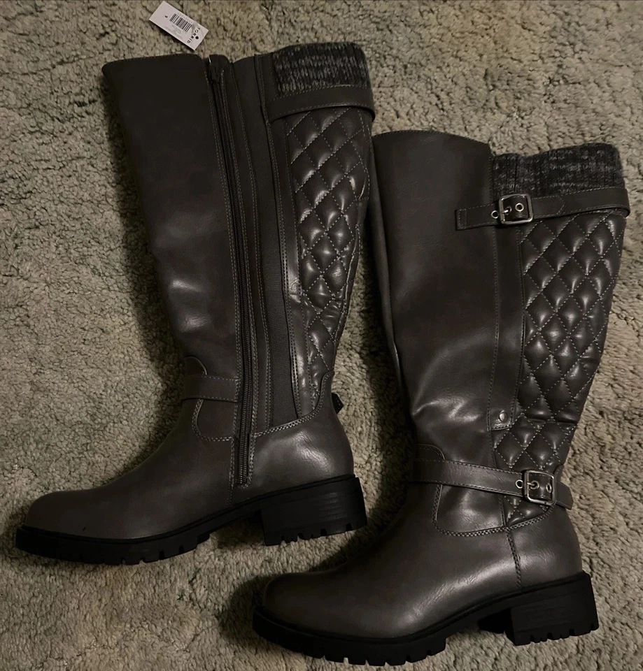 Botas Torrid Para Mujer 9WW Gris Acolchadas Hasta la Rodilla Montar Nuevas Con Etiquetas Foto 1 de 1