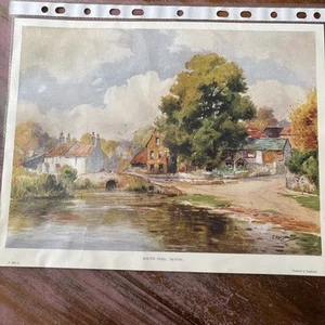 F Robson South Pool Devon Print Loose Paper 27cm x 21cm Village Riverside Scene - Picture 1 of 6