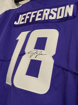 Camiseta firmada #18 Justin Jefferson Minnesota Vikings camiseta para hombre talla grande Foto 1 de 3