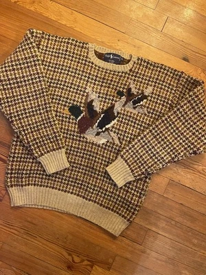 1990s RARE VTG Ralph Lauren Mallard Ducks Wool Sweater Size Medium Double Sided - Image 1 of 4