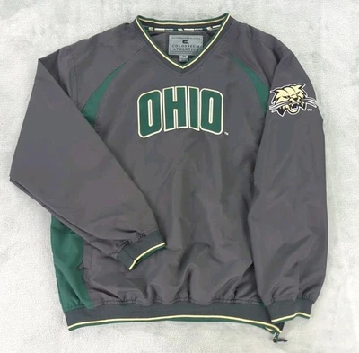 Ohio Bobcats Chaqueta Rompevientos Pullover Coliseo Manga Larga Gris Hombres Mediana Foto 1 de 4