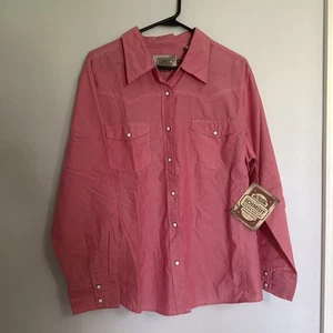 Camicia donna CE Schmidt taglia XL rosa da lavoro perla snap manica lunga nuova con etichetta - Foto 1 di 3