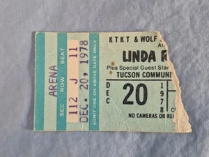 December 12-20-78 1978 LINDA RONSTADT Ticket Stub Tucson Community Center AZ - Picture 1 of 2