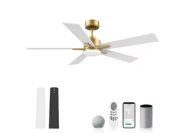 REDIAMS 52" Smart Gold Ceiling Fan Light Remote Voice Alexa Google WiFi DC Motor - Image 1 of 4