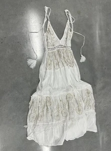 Antica Sartoria Giacomo Cinque White Boho Maxi Dress Dreamcatcher Embroidered OS - Picture 1 of 7