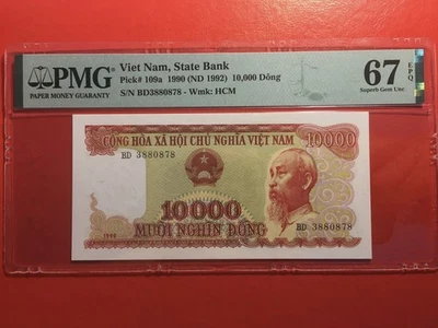 Vietnam 10000 Dong 1990 Pick 109a PMG 67EPQ Superb GEM Uncirculated - Image 1 of 2