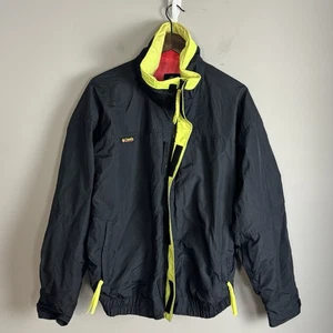 VINTAGE COLUMBIA BUGABOO Mens Black Fluorescent Ski Jacket Size L 80s Neon - Picture 1 of 7