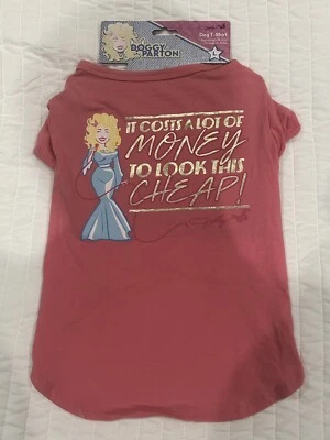Doggy Parton Dog T-Shirt-Large-Pink"It costs a lot of money to look this cheap" - Image 1 of 4
