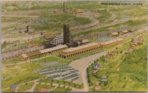 SUDBURY, Ontario Kanada Nickelbergbau Postkarte "FROOD MINE" Luftaufnahme / um 1940 - Bild 1 von 2