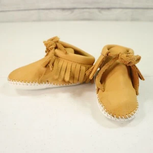 Minnetonka Infant Moccasins Size 4 Bootie Brown Leather - Picture 1 of 9