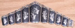 Vintage Siam Sterling Silver Enameled Articulated Bracelet X216B - Picture 1 of 4