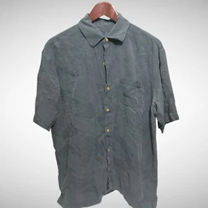 Tommy Bahama Shirt Mens Medium Short Sleeve Button Down Silk Embroidery HOLE RIP - Picture 1 of 10