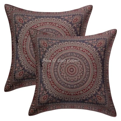 Cushion Cover Bohemian Brocade Jacquard 16 x 16 in Hippie Sofa Car Pillow Case - Image 1 of 4