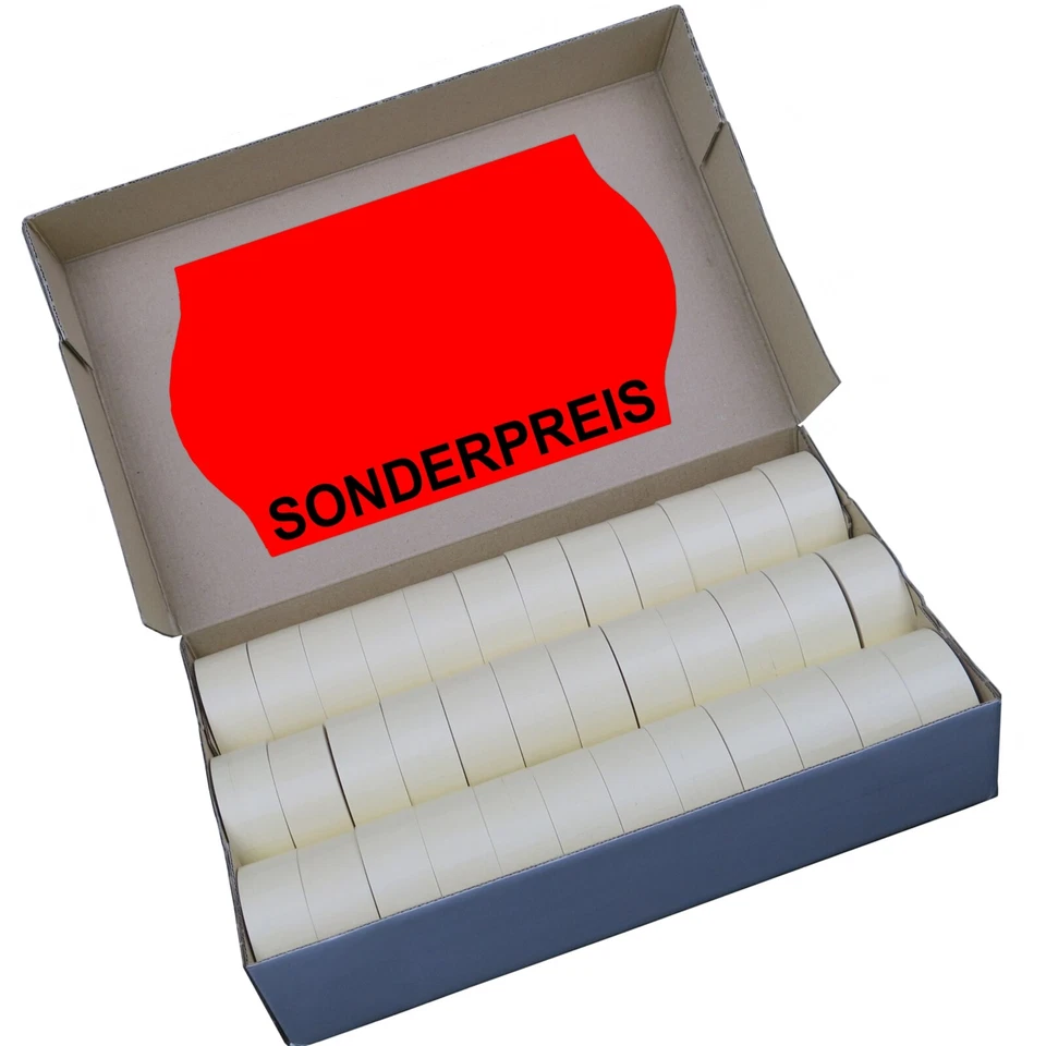 PB-ONLINEHANDEL Etiketten 32x19mm leuchtrot "Sonderpreis" unten Preis Auszeichner Etikettierer
