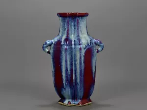 Beautiful Chinese Hand Painting Kiln glaze Porcelain Two Ear Vase - Picture 1 of 9