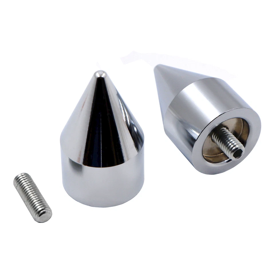 Spike Bar Ends For 95-12 Kawasaki Ninja ZX6R / 94-03 ZX900 / 06-07 ZX10R Chrome - Image 1 of 4