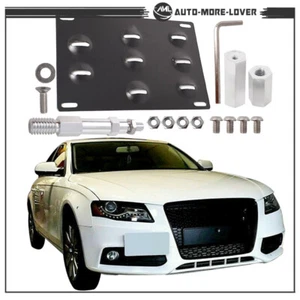 License Plate Holder Front Bumper Tow Hook Black For Audi A4 A5 A7 2008-15 - Picture 1 of 9