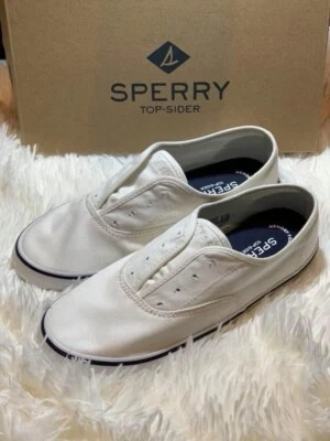 Sperry Lounge CVO twill Sneakers Women Size 8 White New In Box - Image 1 of 4