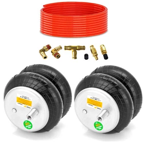 Pair of Air Spring Rear Helper + Air Line Kit Replaces Firestone 6401 Ride Rite - Bild 1 von 6