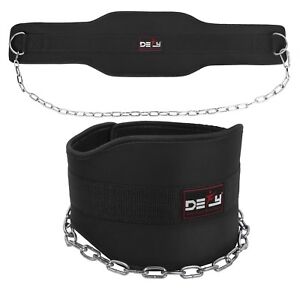 DEFY Weight Lifting Neoprene Dipping Belt 36" Long Chain Exercise Fitness Belt 