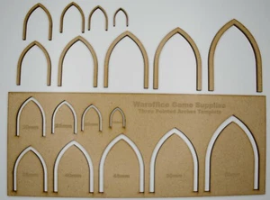 MDF THREE POINTED ARCHES TEMPLATE WARGAMES DND TRAINS SCENERY WARHAMMER MODEL - Picture 1 of 2