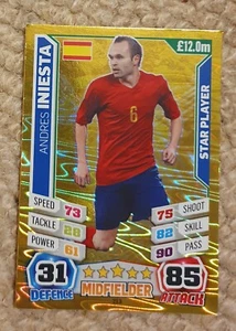 2014 Topps Match Attax England 2014 Trading Cards - Star Player Andre Iniesta - Picture 1 of 2