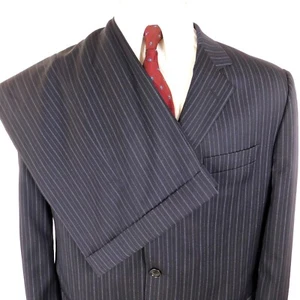 46L/41 Brooks Brothers Suit Black Pinstripe 1818 Madison 100% Wool, 38x29-1/2 - Picture 1 of 24