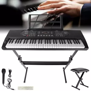 STARTER SET 61 TASTEN KEYBOARD DIGITALES E PIANO KLAVIER STÄNDER BANK MIKROFON - Bild 1 von 15