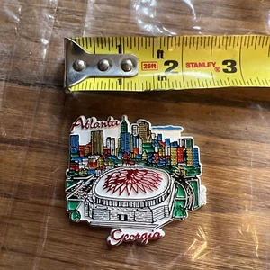 Atlanta Georgia City Skyline Georgia Dome Rubber Fridge Souvenir Magnet Vintage - Picture 1 of 3