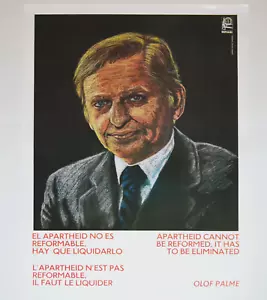 1986 Original Cuba Political Poster.South Africa.Anti-Apartheid.Olof Palmer - Picture 1 of 3