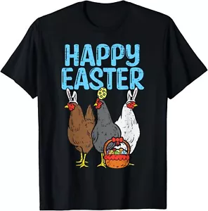 Happy Easter Chicken Bunnies Egg Poultry Farm Animal Farmer T-Shirt Hoodie - Picture 1 of 18