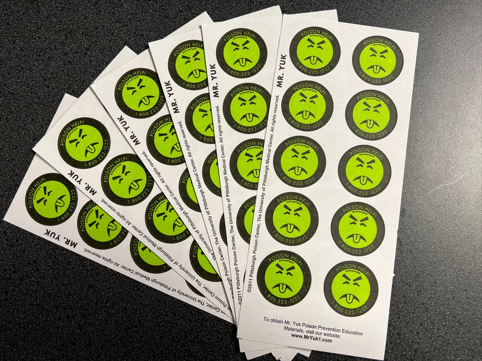 MR YUK Mr. Yuk Stickers 60 Stickers (6 Sheets) Yuck FREE SHIP! 70’s 80’s 90’s RETRO!