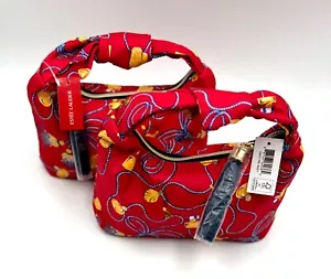 2 Bags: Estee Lauder Tassel Printed Makeup  Bag/ HandBag ~ Red - Picture 1 of 3