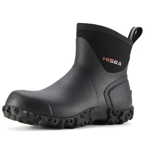HISEA Men's Ankle Rain Boots Waterproof Non-Slip Garden Work Wellies Black-US 12 - Picture 1 of 18