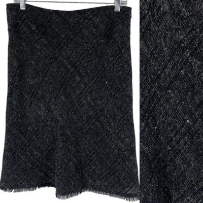 Falda Burberry London Gris Diamante Tweed Lentejuelas Mezcla Lana/Mohair UK10/US8 Foto 1 de 4