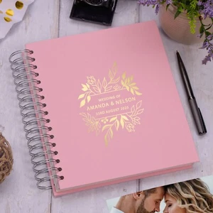 Personalised Large Wedding Photo Album With Flowers, Leaves and Names - Picture 1 of 17