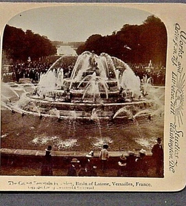 Stereoview Tan Mount Grand Fountain at Versailles SHIPS FREE - Picture 1 of 3