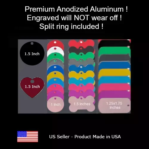 PET TAGS CUSTOM ENGRAVED PERSONALIZED PET TAG ID DOG CAT NAME  DOUBLE SIDE - Image 1 of 1