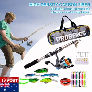1.8m Telescopic Fishing Rod and Reel Combo Kit Fishing Reel Gear Pole with Lures - Picture 1 of 10