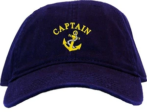 Captain with Anchor Embroidered Low Profile Ball Cap - Available 7 Colors - hat - Picture 1 of 9